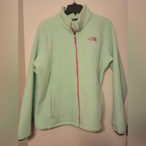 The North Face Face Womens Khumbu Fleece Jacket Mint and Pink Full Zip